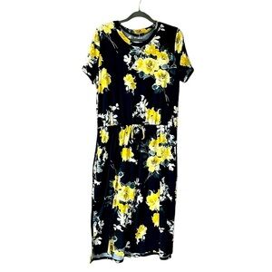 size XL Simier Fariry black floral dress with tie waist